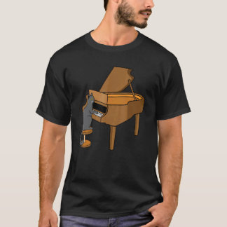 Cat Playing Piano Music Player Lehrerin Musiker Gr T-Shirt