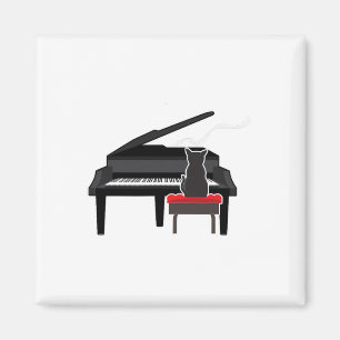 Cat Playing Piano Musik Lover Funny T Shirt Magnet
