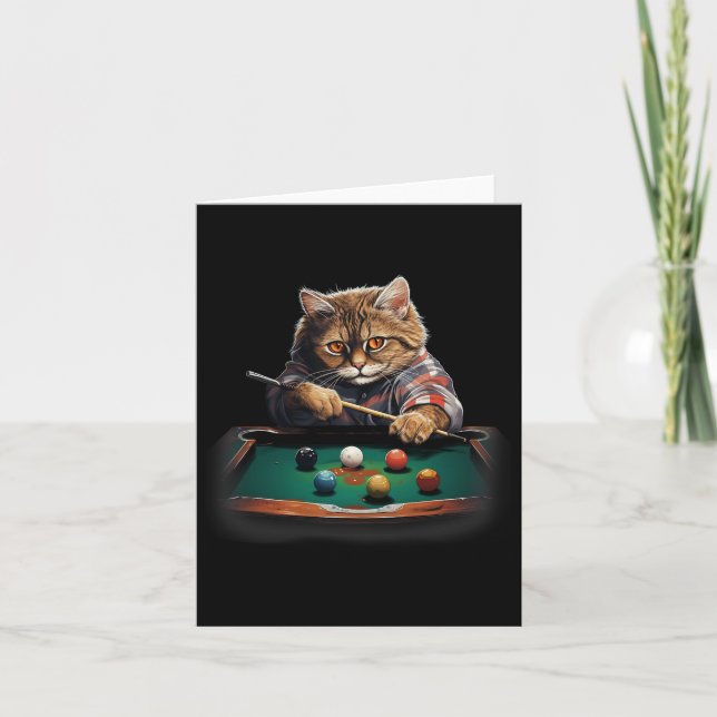Cat Playing Pool Billard Coole Funny Cats Karte (Vorderseite)