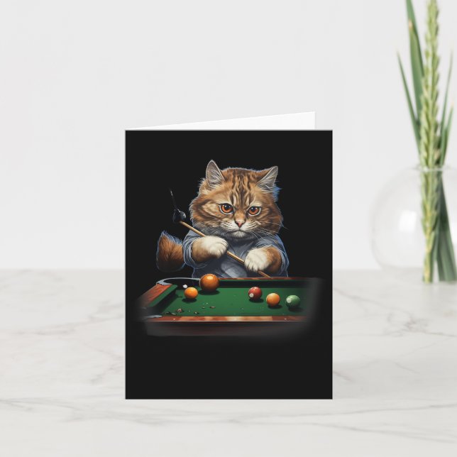 Cat Playing Pool Billard Coole Funny Cats Karte (Vorderseite)