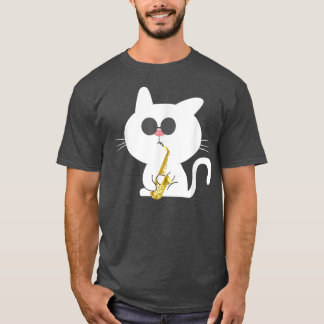 Cat Playing Saxophone Music Lover T-Shirt
