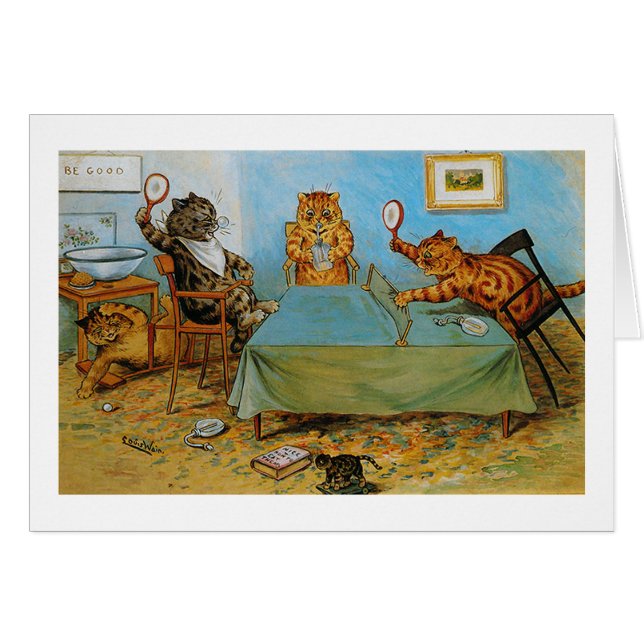 Cat Playing Table tennis, Louis Wain (Vorderseite (Horizontal))