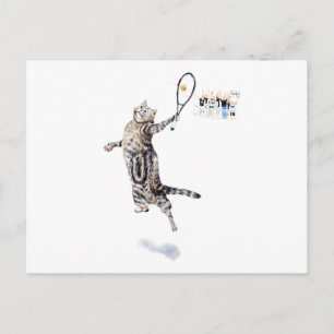 Cat Playing Tennis Postkarte
