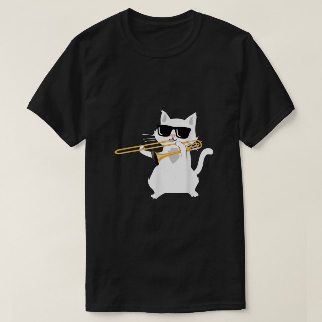 Cat Playing Trombone Classic T-Shirt (Design vorne)
