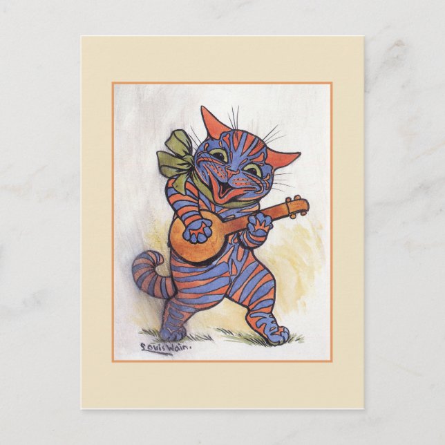 Cat Plays das Banjo Postkarte (Vorderseite)