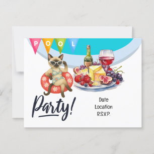 Cat Pool Geburtstagsparty für Katzen Liebhaber Postkarte