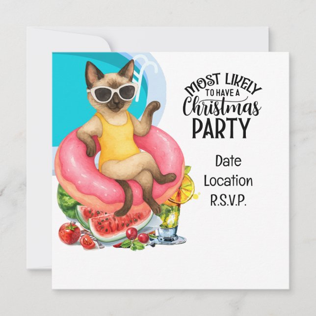 Cat Pool Party for Cat lovers Einladung (Vorderseite)