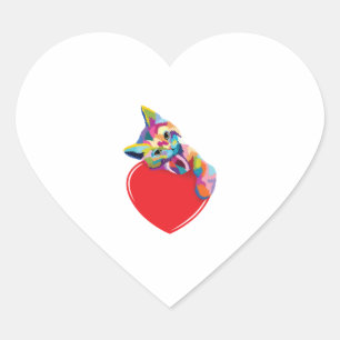 CAT POP ART KITTY Wir haben Heart Herz-Aufkleber