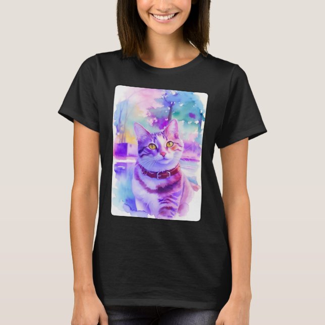 Cat Portrait Animal Beautiful Kitten Illustration T-Shirt (Vorderseite)