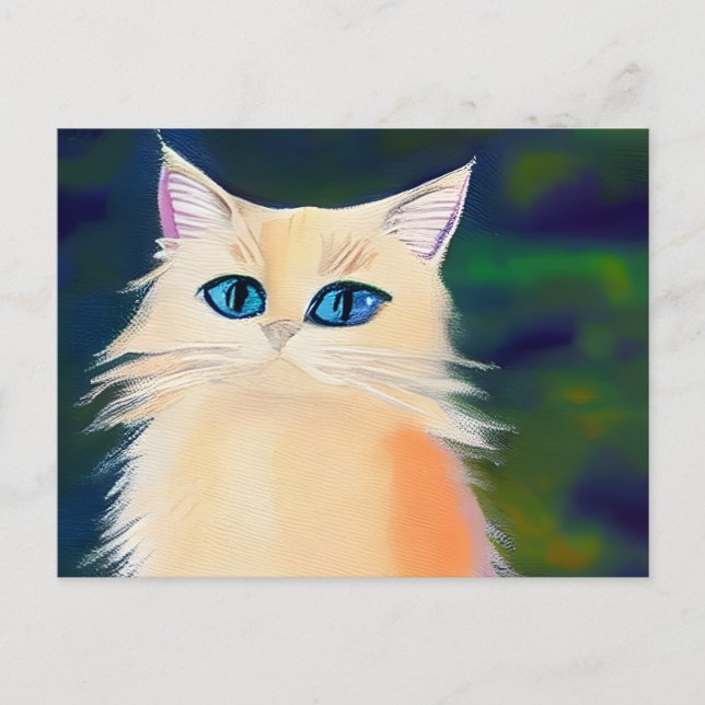 Cat Portrait Art Postkarte (Vorderseite)