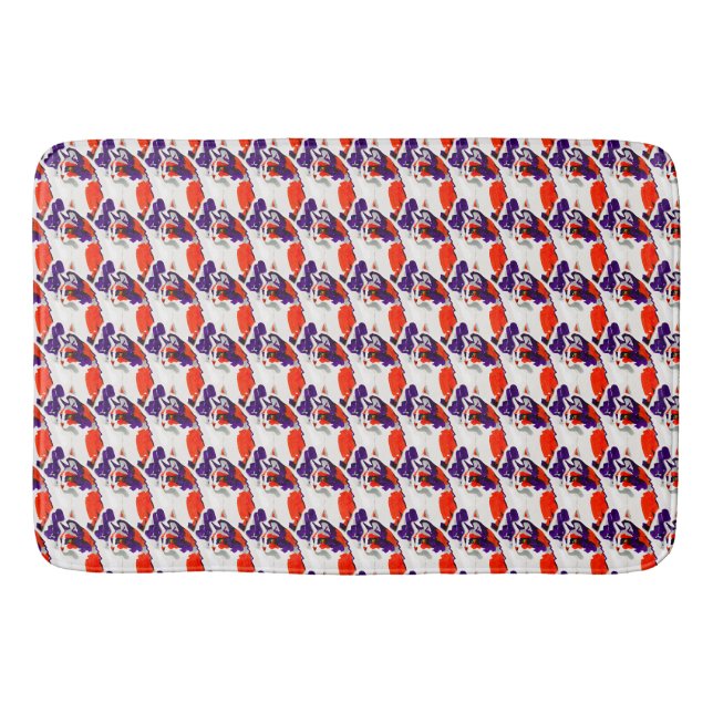 Cat Portrait - Bold Graphic Art Orange and Violet Badematte (Vorderseite)