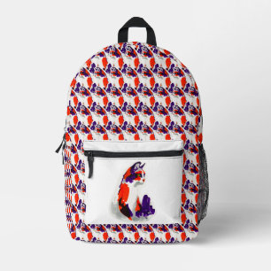 Cat Portrait - Bold Graphic Art Orange and Violet Bedruckter Rucksack