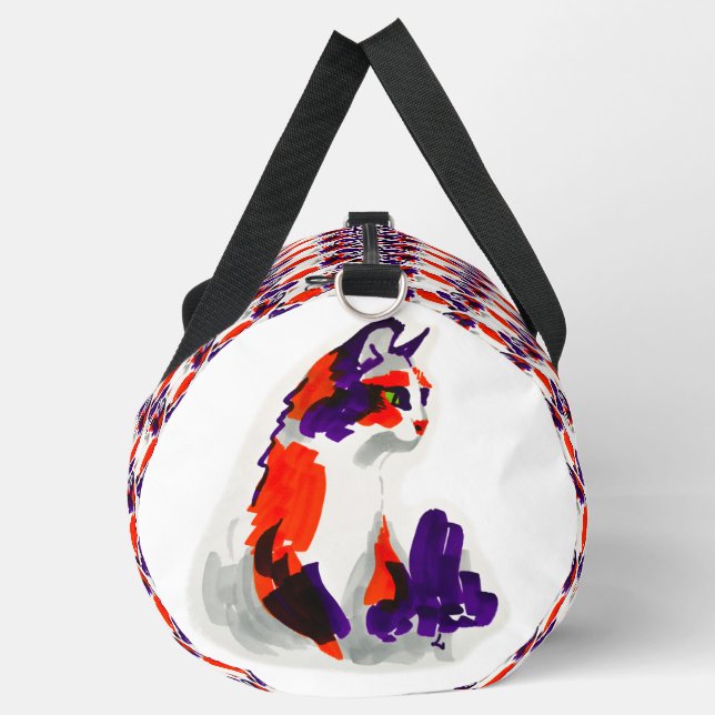 Cat Portrait - Bold Graphic Art Orange and Violet Duffle Bag (Linke Seite)