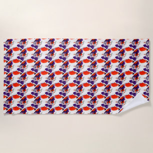 Cat Portrait - Bold Graphic Art Orange and Violet Strandtuch