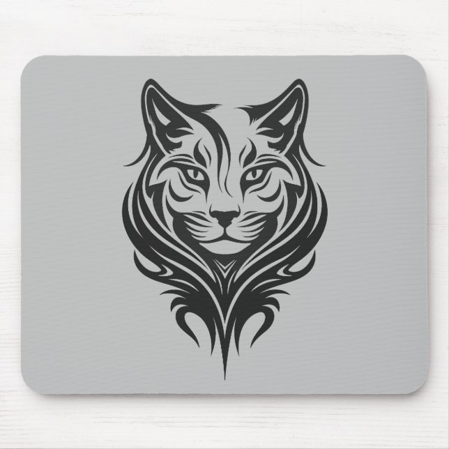 Cat Portrait Furry Cool Vector Graphic Mousepad (Vorne)