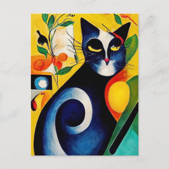Cat portrait in expressionistic style. Classic Art Postkarte (Vorderseite)