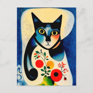 Cat portrait in expressionistic style. Classic Art Postkarte
