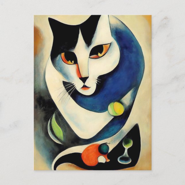 Cat portrait in expressionistic style. Classic Art Postkarte (Vorderseite)