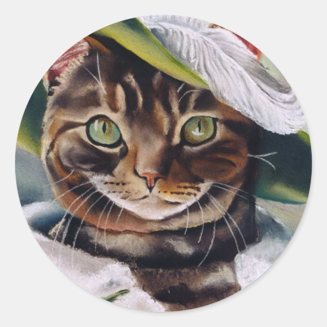 Cat Portrait Runder Aufkleber (Vorderseite)