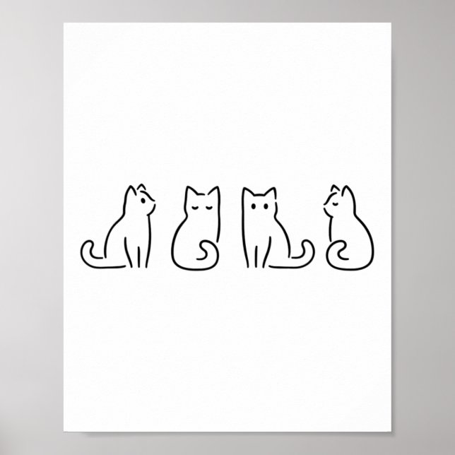Cat Posen Cat Lover Minimalistisch Art Poster (Vorne)