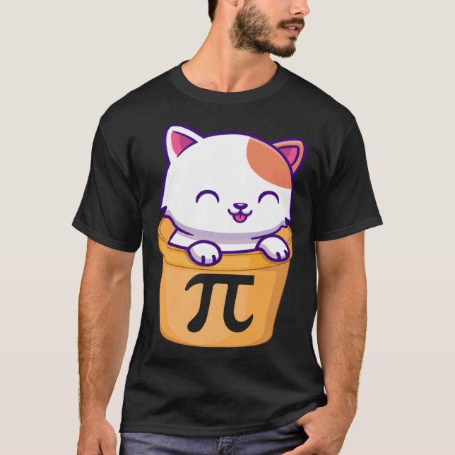 Cat Pot Pi Day Funny Pi Day Kids teacher math Love T-Shirt (Vorderseite)