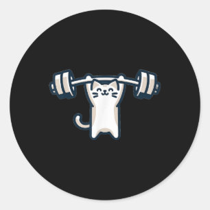 Cat Powerlift Weightlift Gym Workout Runder Aufkleber