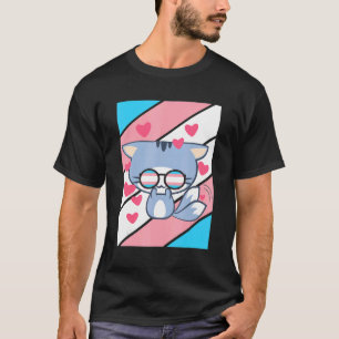 Cat Pride heart Transgender Flag LGBT Stolz Bündni T-Shirt