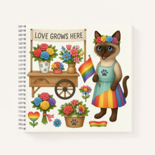 Cat Pride Paws Cat inspiriert Pride LGBTQ Notizbuch