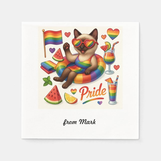 Cat Pride Paws Cat inspiriert Pride LGBTQ Serviette (Vorderseite)