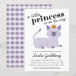 Cat Princess Baby Dusche Lila Einladung