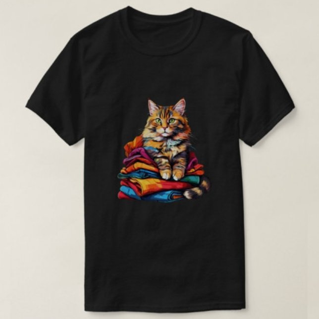 Cat Print Modern Men's Black T - Shirt (Von Creator hochgeladen)