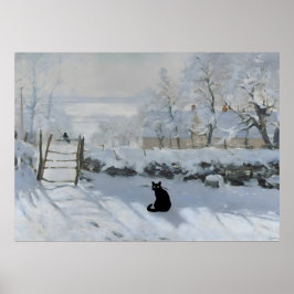 Cat Print Monet Sonnenuntergang auf der Seine Funn Poster