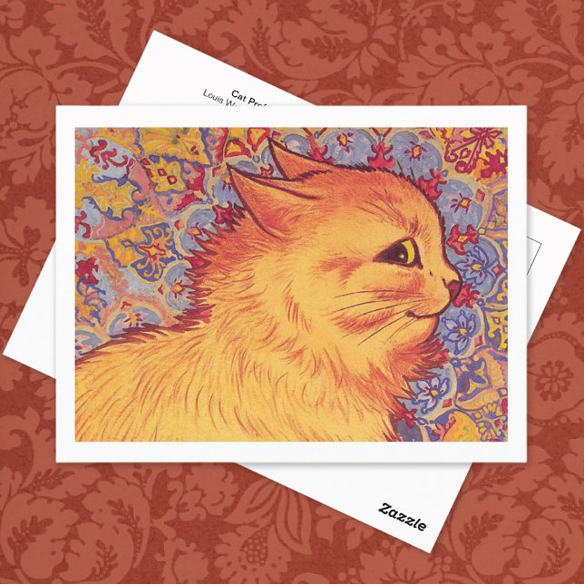 Cat Profile Illustration Louis Wain Postkarte (Von Creator hochgeladen)