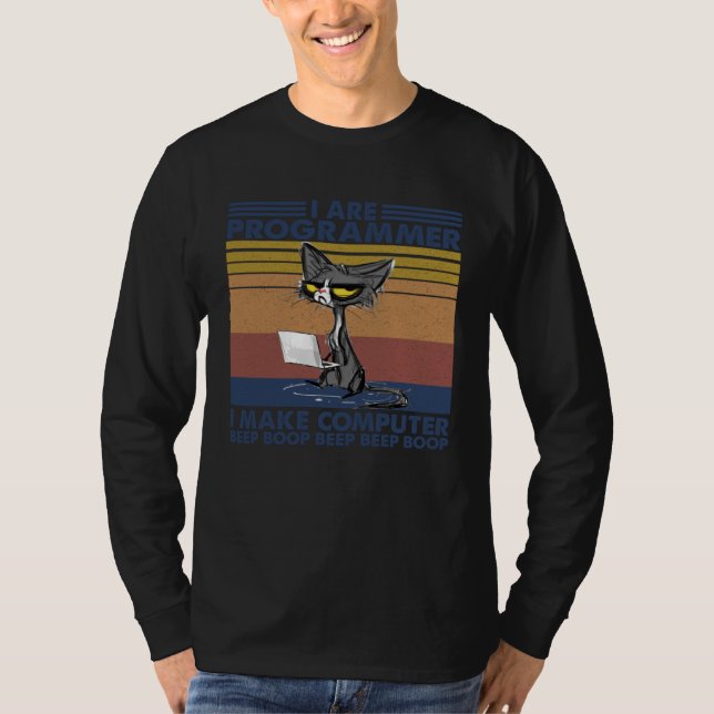 Cat Programmers Programming Make Computer  Apparel T-Shirt (Vorderseite)