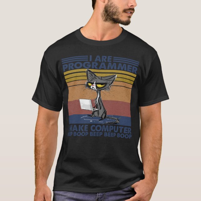 Cat-Programmierer erstellen Computerdarstellung T-Shirt (Vorderseite)