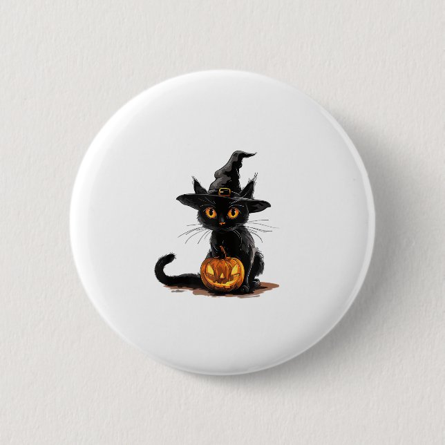 Cat Pumpkin Halloween Button (Vorderseite)