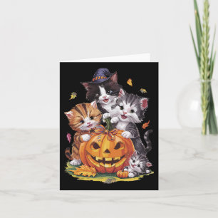 Cat Pumpkin Halloween Floral Spooky Jahreszeit Vin Karte