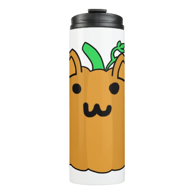 Cat Pumpkin Halloween Sticker Thermosbecher (Vorderseite)