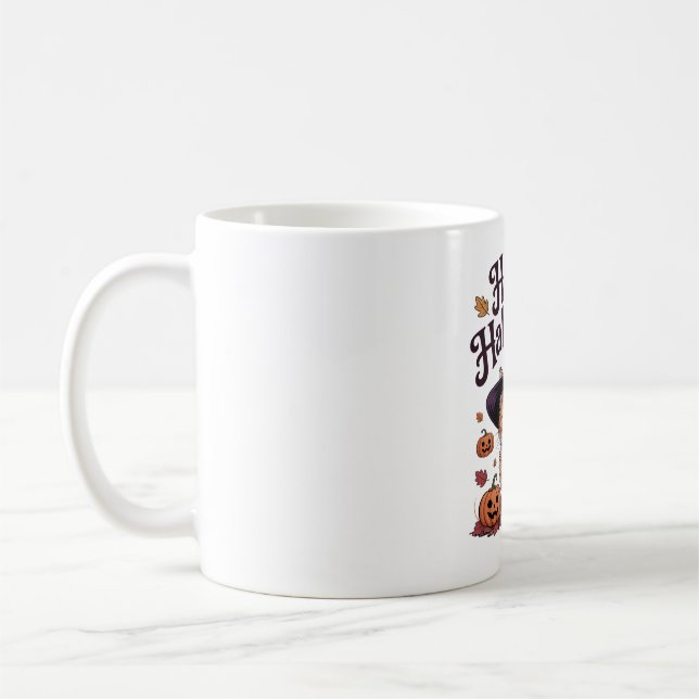 Cat Pumpkin Happy Halloween Kaffeetasse (Links)