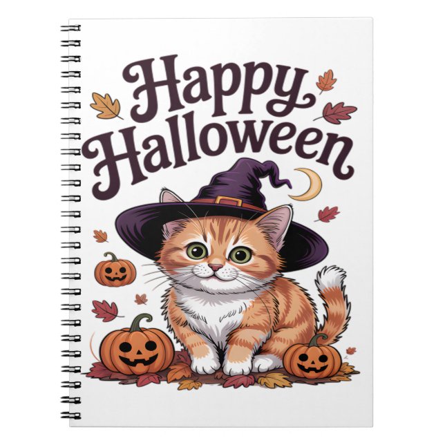 Cat Pumpkin Happy Halloween Notizblock (Vorderseite)