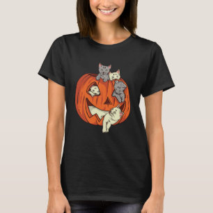 Cat Pumpkin Kürbislaterne Cat Halloween Kostüm B T-Shirt