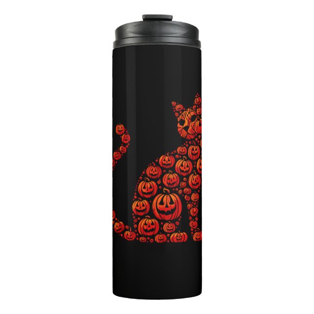 Cat Pumpkin Kürbislaterne Halloween Mens Womens K Thermosbecher (Vorderseite)
