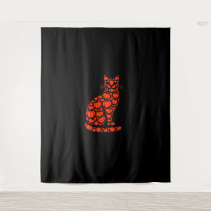 Cat Pumpkin Kürbislaterne Halloween Mens Womens K Wandteppich