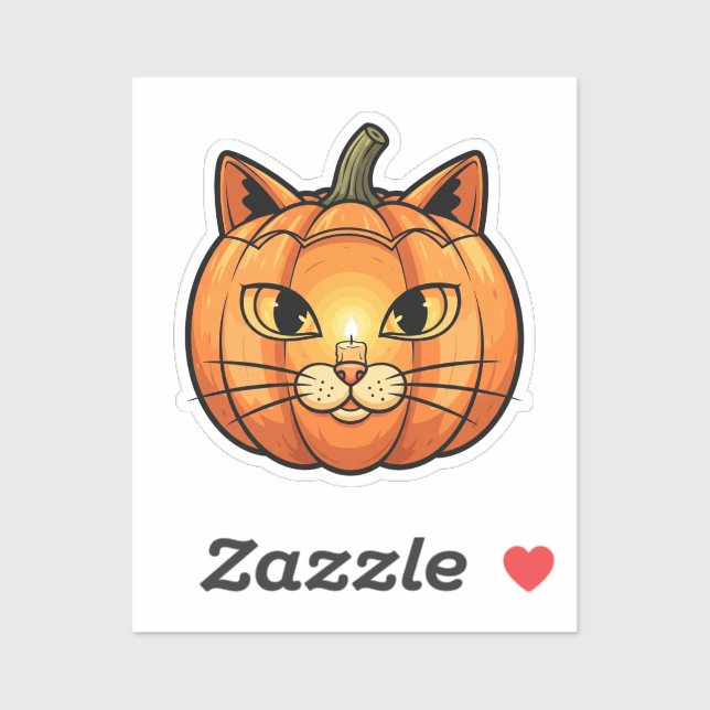 Cat Pumpkin Lantern Gesicht - Halloween Vinyl Stic Aufkleber (Blatt)