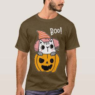 Cat Pumpkin Lazy Halloween Kostüm Niedlich Kitty K T-Shirt