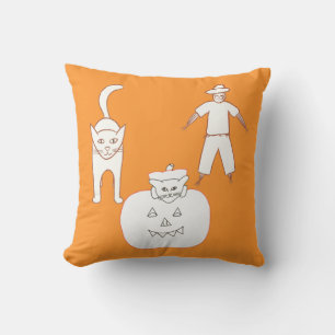 Cat Pumpkin Scarecrow Halloween Kissen