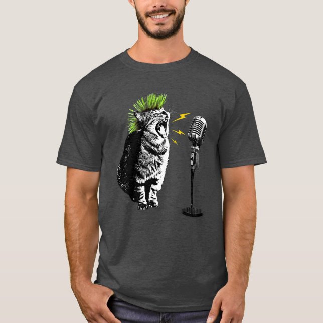 Cat Punk, Fun Graphic T-Shirt (Devant)