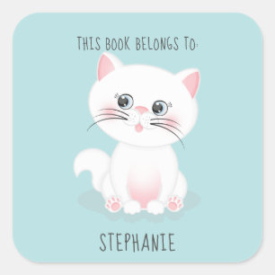Cat Purr-fect Day Dieses Buch gehört Quadratischer Aufkleber