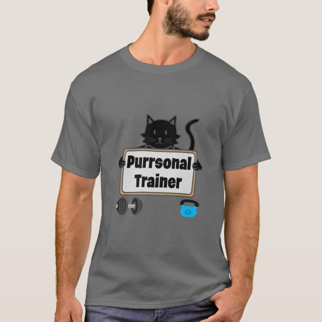 Cat Purr Gym Personal Trainer Übung Fitness Tra T-Shirt (Vorderseite)