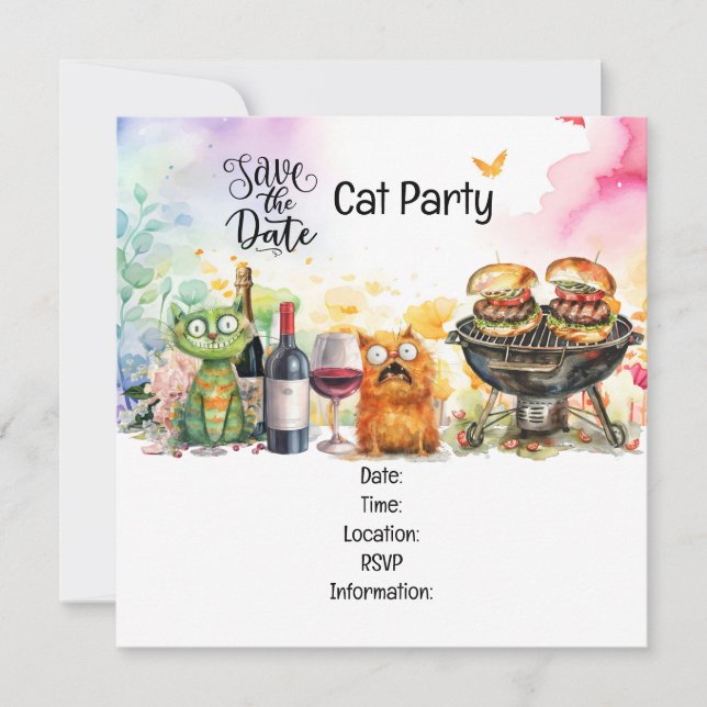 Cat Purr-perfekt-Quirky Cat Party Einladung (Vorderseite)